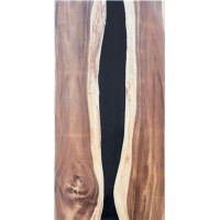 Epoxidharz Tischplatte River Table Schwarz Walnuss...