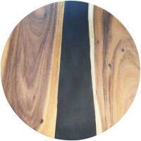 Epoxidharz Tischplatte River Table Rund Schwarz Walnuss...