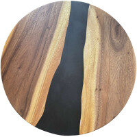 Epoxidharz Tischplatte River Table Rund Schwarz Walnuss...
