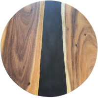 Epoxidharz Tischplatte River Table Rund Schwarz Walnuss...