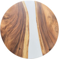 Epoxidharz Tischplatte River Table Rund Wei&szlig;...